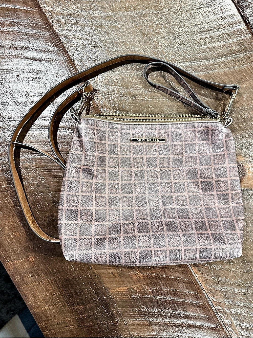 Steve Madden Monogram Grid Crossbody Bag